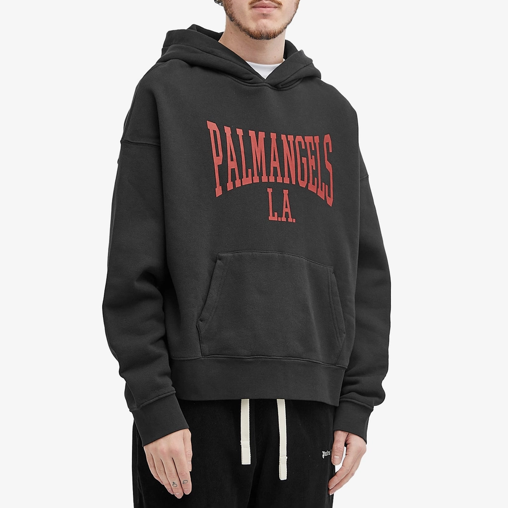 Palm Angels Men's College Logo Popover Hoodie Black